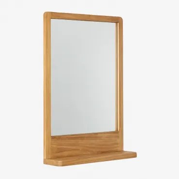 Rechthoekige Wandspiegel 50x70 Cm Met Plank Van Teakhout Mazure Teakhout - Sklum
