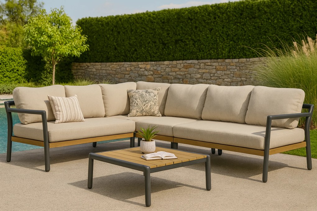 Hoek loungeset 6 personen Aluminium Grijs  Santika Furniture Santika