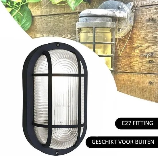 Bulleye lamp ovaal zwart