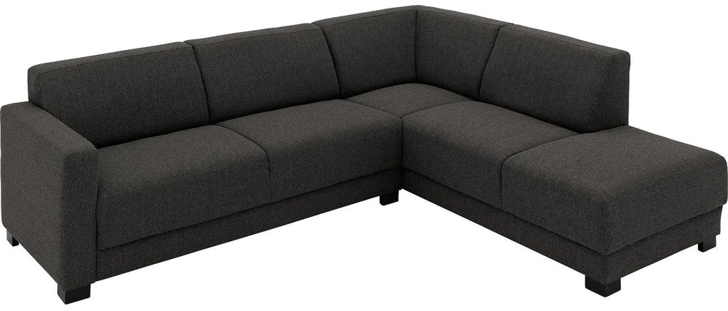 Goossens Bank My Style antraciet, stof, 2,5-zits, stijlvol landelijk met chaise longue rechts