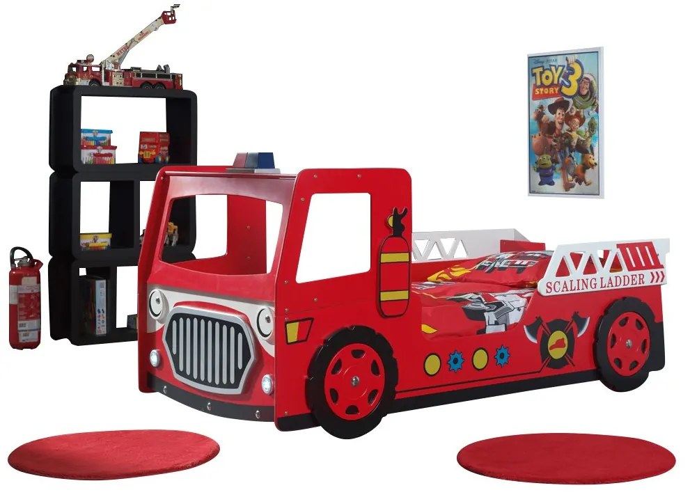 Baby Nora Cameron Bed - Brandweerwagen, Led, Rood, Fun, Auto, Kinderbed - Vipack