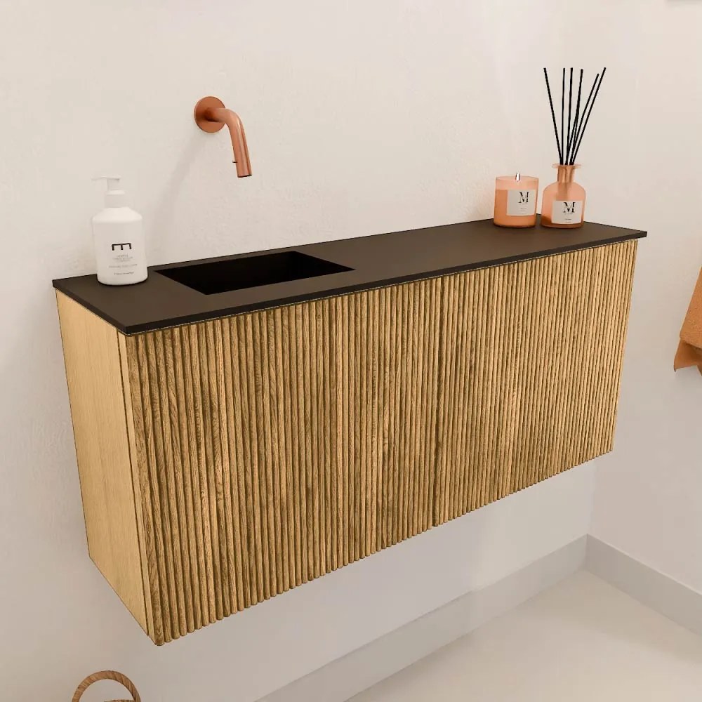 Mondiaz Joya 90cm toiletmeubel oak met wastafel faye links zonder kraangat urban