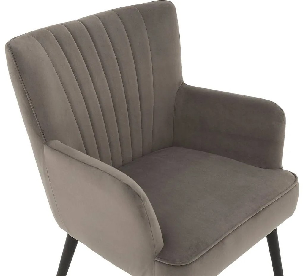 Goossens Eetkamerstoel Rob grijs velvet stof met armleuning, urban industrieel