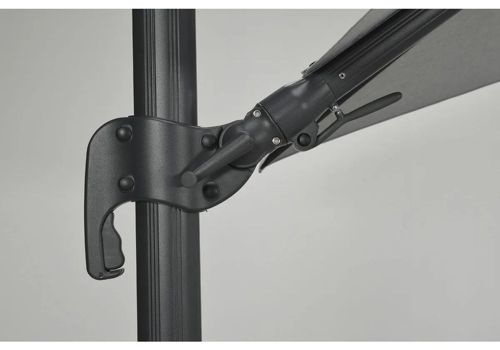 Garden Impressions Hawaii Big Pole zweefparasol 350x350 cm - donker grijs frame - licht grijs doek