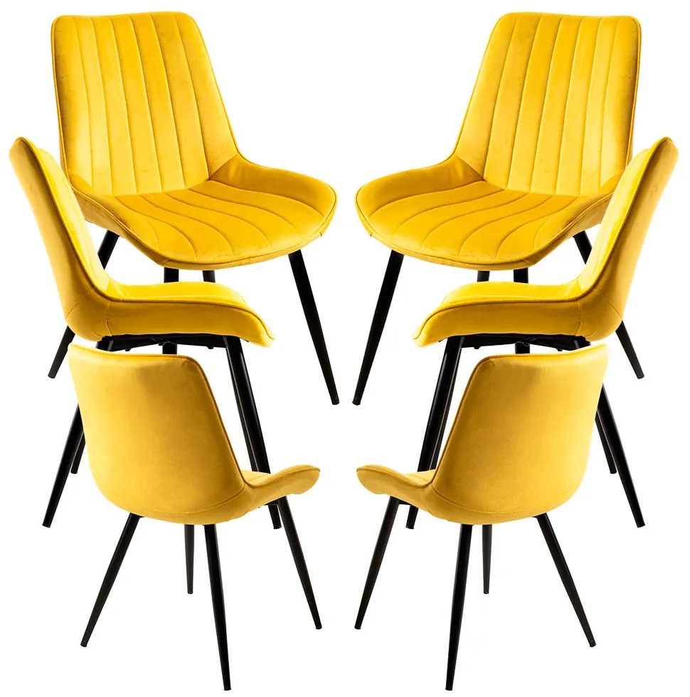 Set 6 Fluwelen Leunstoelen