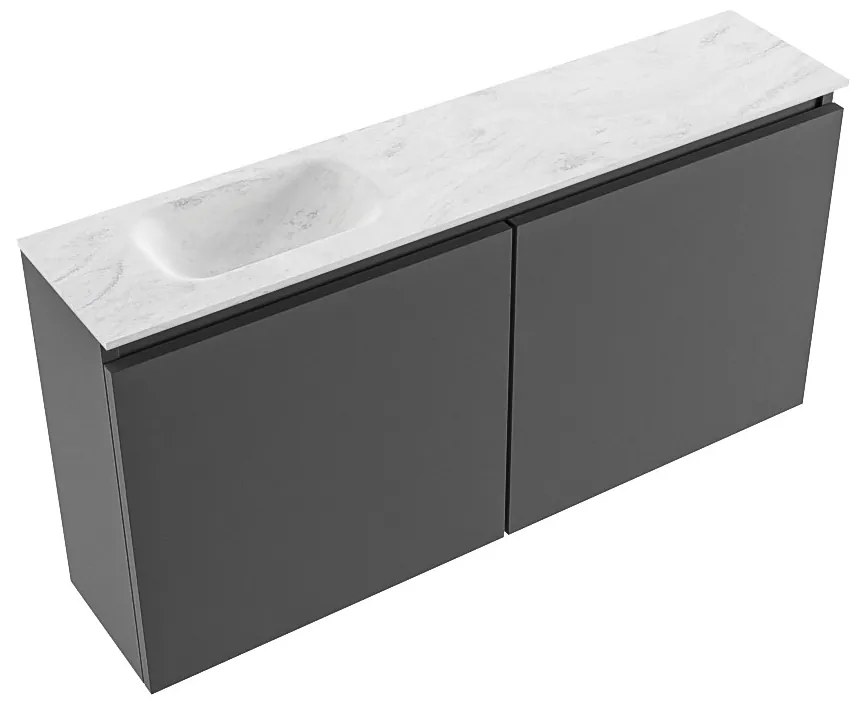 Mondiaz Ture DLux toiletmeubel 100cm dark grey met wastafel opalo links zonder kraangat