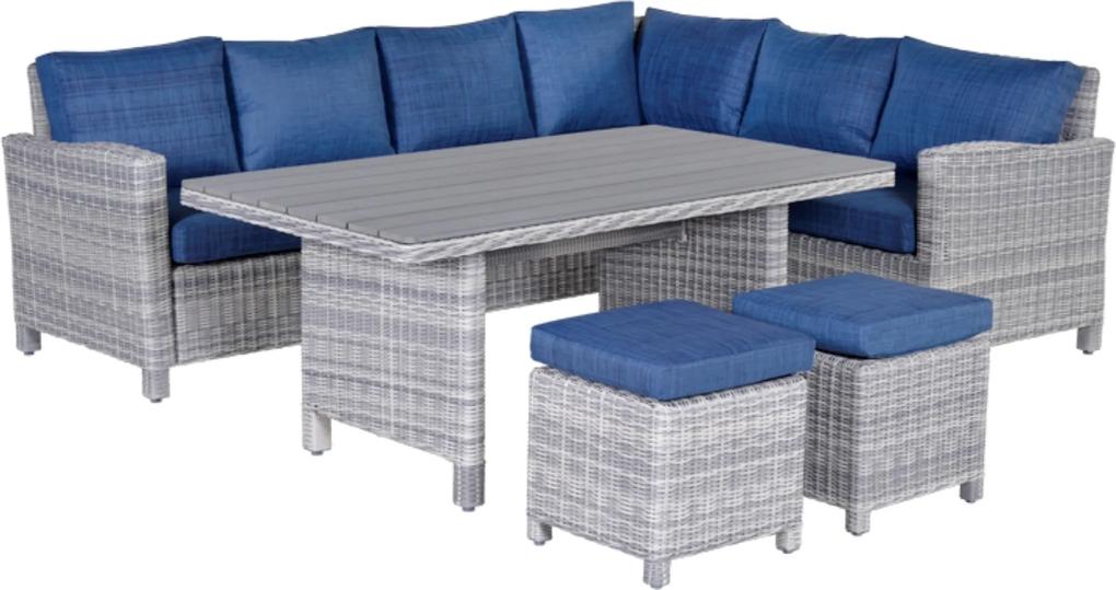 Vancouver Lounge dining set 5-delig rechts cloudy grey 5 mm patrol