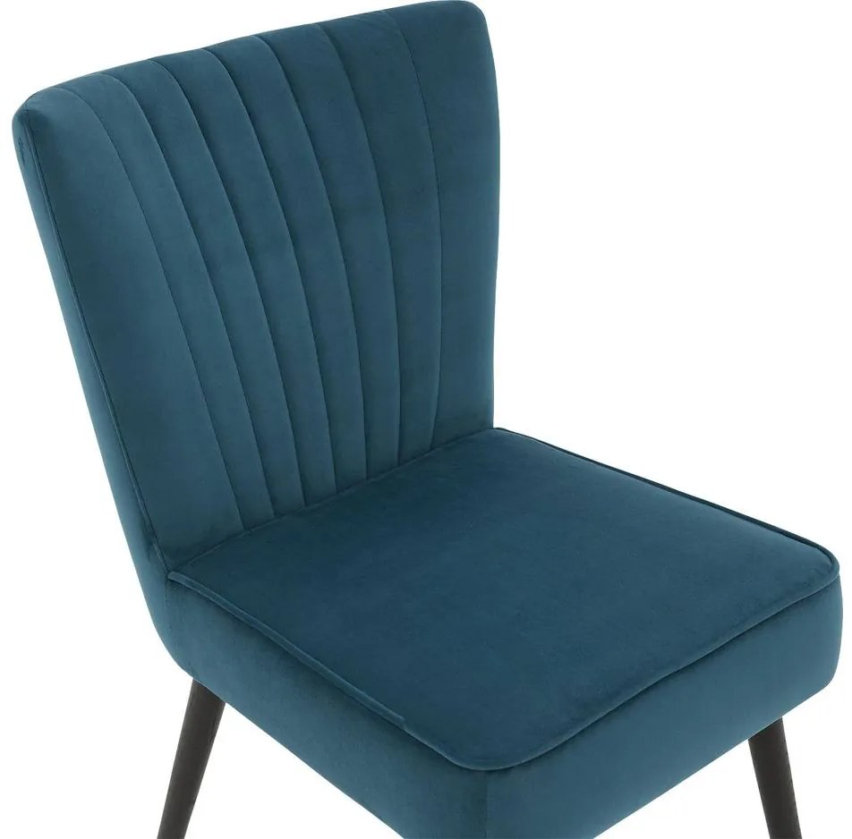 Goossens Eetkamerstoel Rob blauw velvet stof leuning, urban industrieel