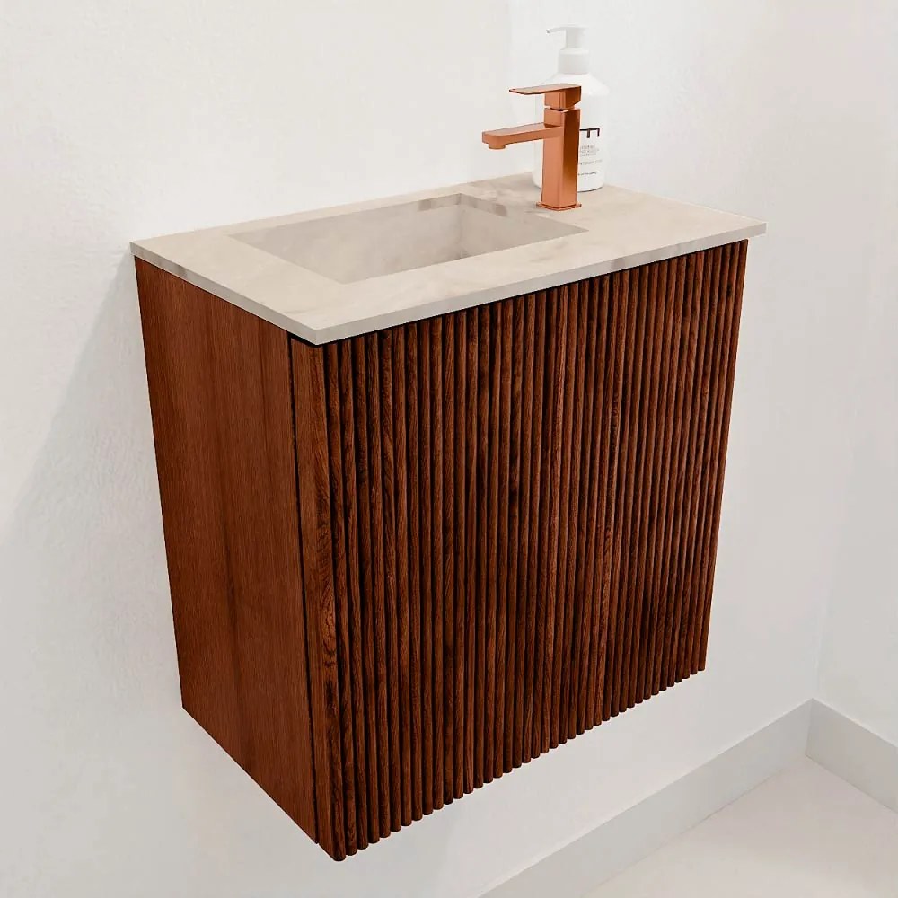 Mondiaz Joya DLux 40cm toiletmeubel ruby met wastafel faye links 1 kraangat frappe