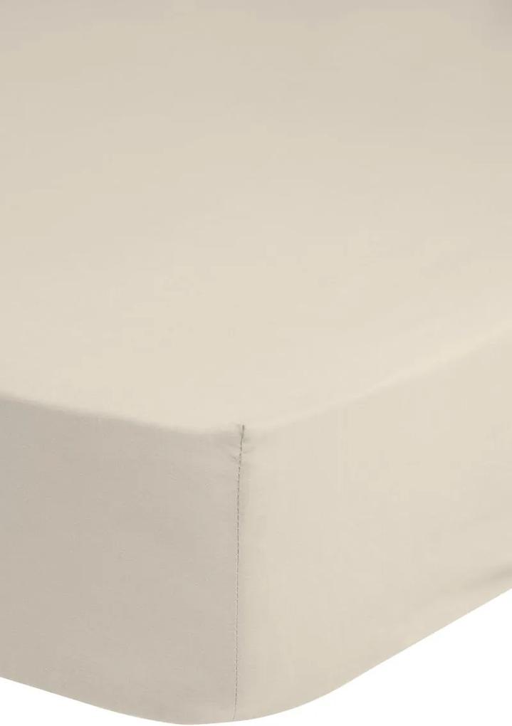 Katoenen hoeslaken strijkvrij, ecru (90x200)