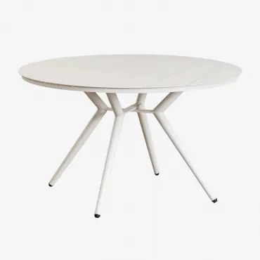 Ronde Eettafel Van Aluminium Valerie Gardenia Wit & Ø125 Cm - Sklum