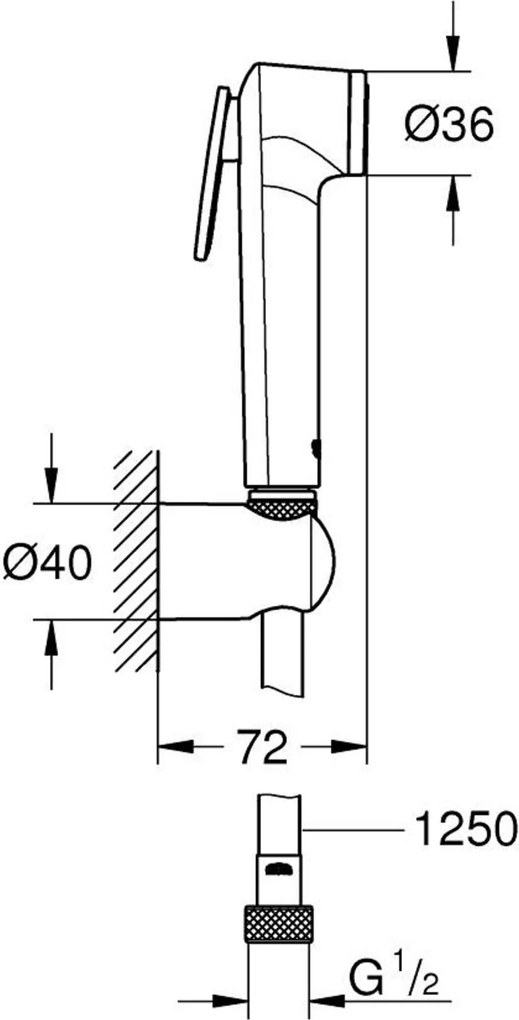 Grohe QuickFix Vitalio Trigger handdouche met Silverflex doucheslang 125cm chroom