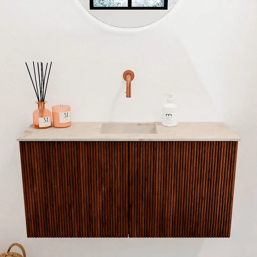 Mondiaz Joya DLux 80cm toiletmeubel ruby met wastafel faye midden zonder kraangat frappe