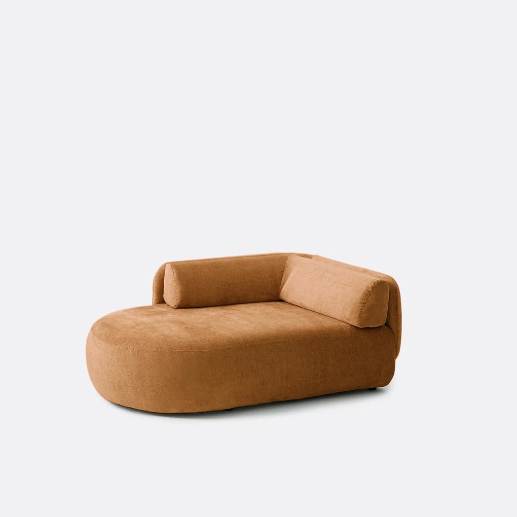 Longchair links, dik fluweel, Méridiano