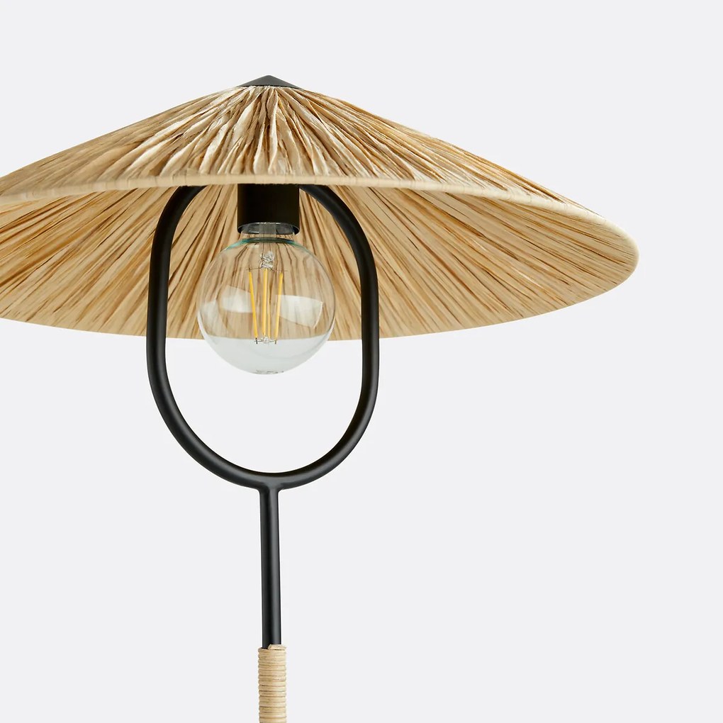 Staande lamp in ijzermetaal en raffia, Mr Tanguy