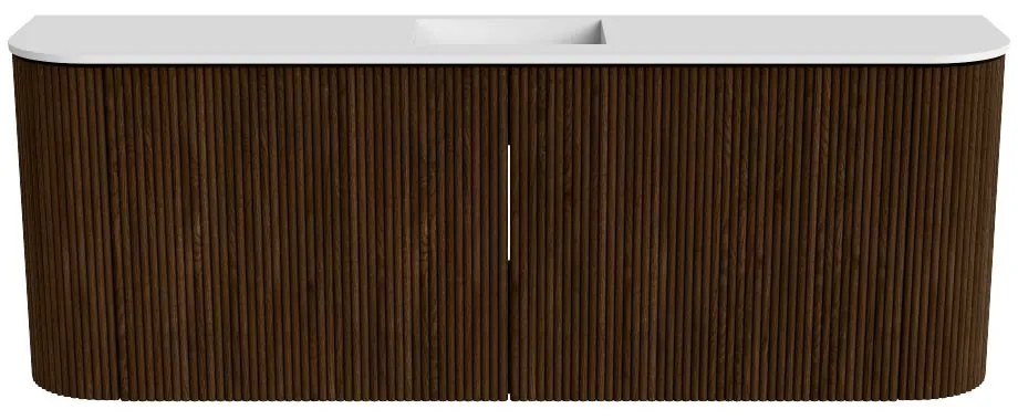 Mondiaz Joya 115cm toiletmeubel ronding links/rechts walnut met wastafel faye midden zonder kraangat talc