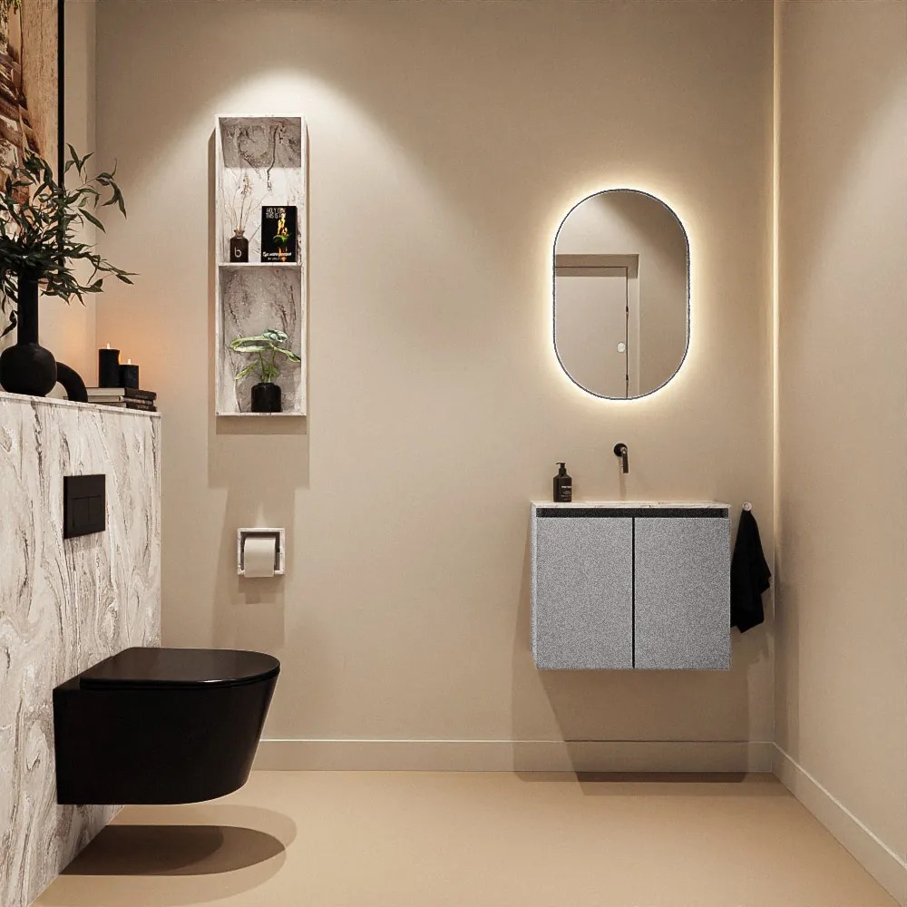 Mondiaz Ture DLux toiletmeubel 60cm plata met wastafel glace midden zonder kraangat