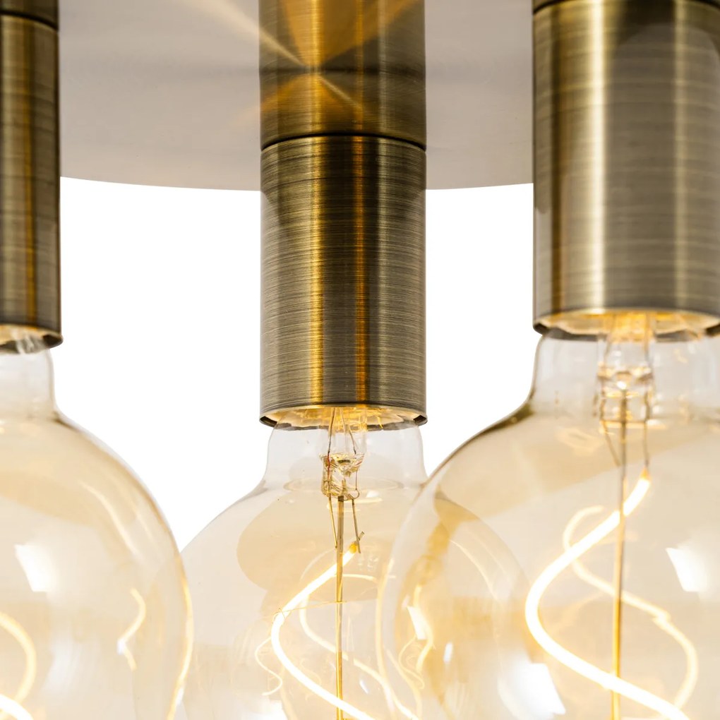 Smart plafondlamp met dimmer brons rond incl. 3 Wifi G95 - Facil Modern E27 Binnenverlichting Lamp