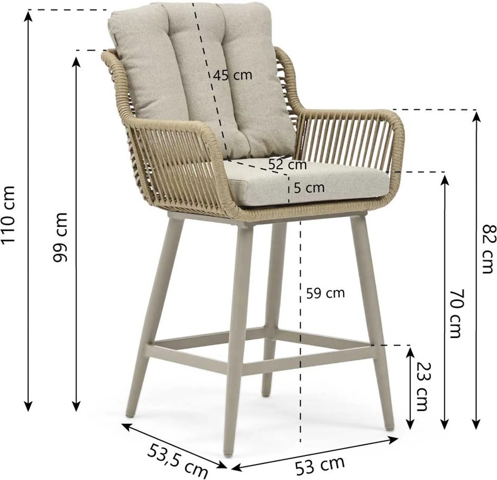 Tuinstoel Rope Zand/Beige Coco Alto high