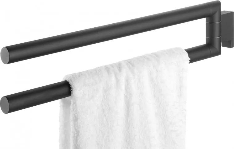 Bold 2-armige handdoekhouder draaibaar 2,5x46,2x9,7 cm, zwart