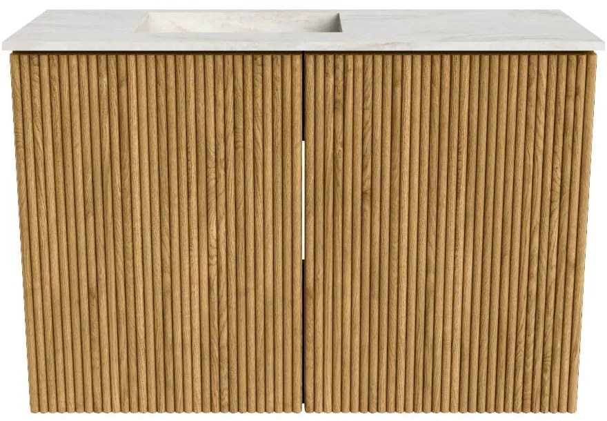 Mondiaz Joya DLux 60cm toiletmeubel oak met wastafel faye links zonder kraangat ostra