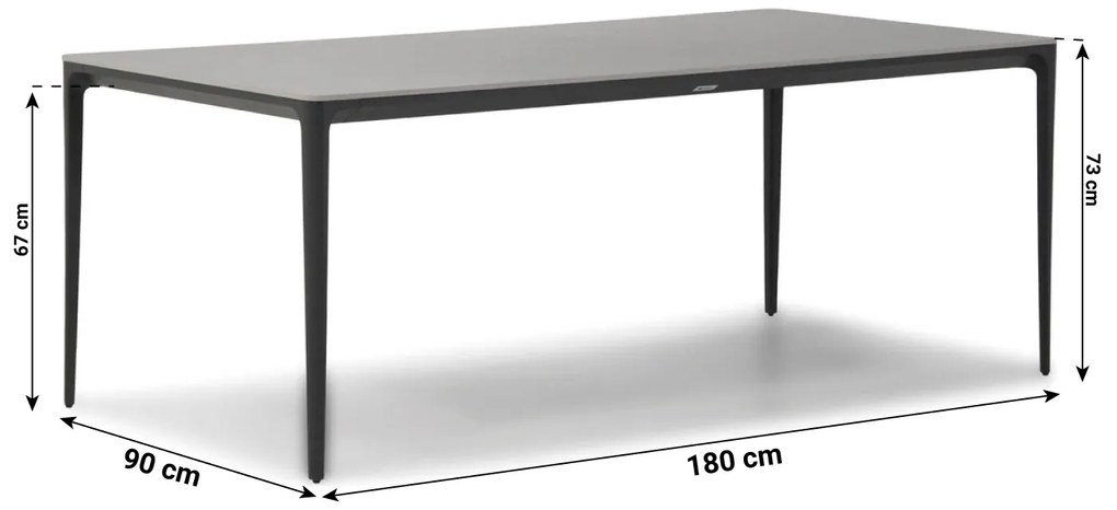 Dining Tuintafel rechthoekig 180 x 90 cm Aluminium Grijs Gianna