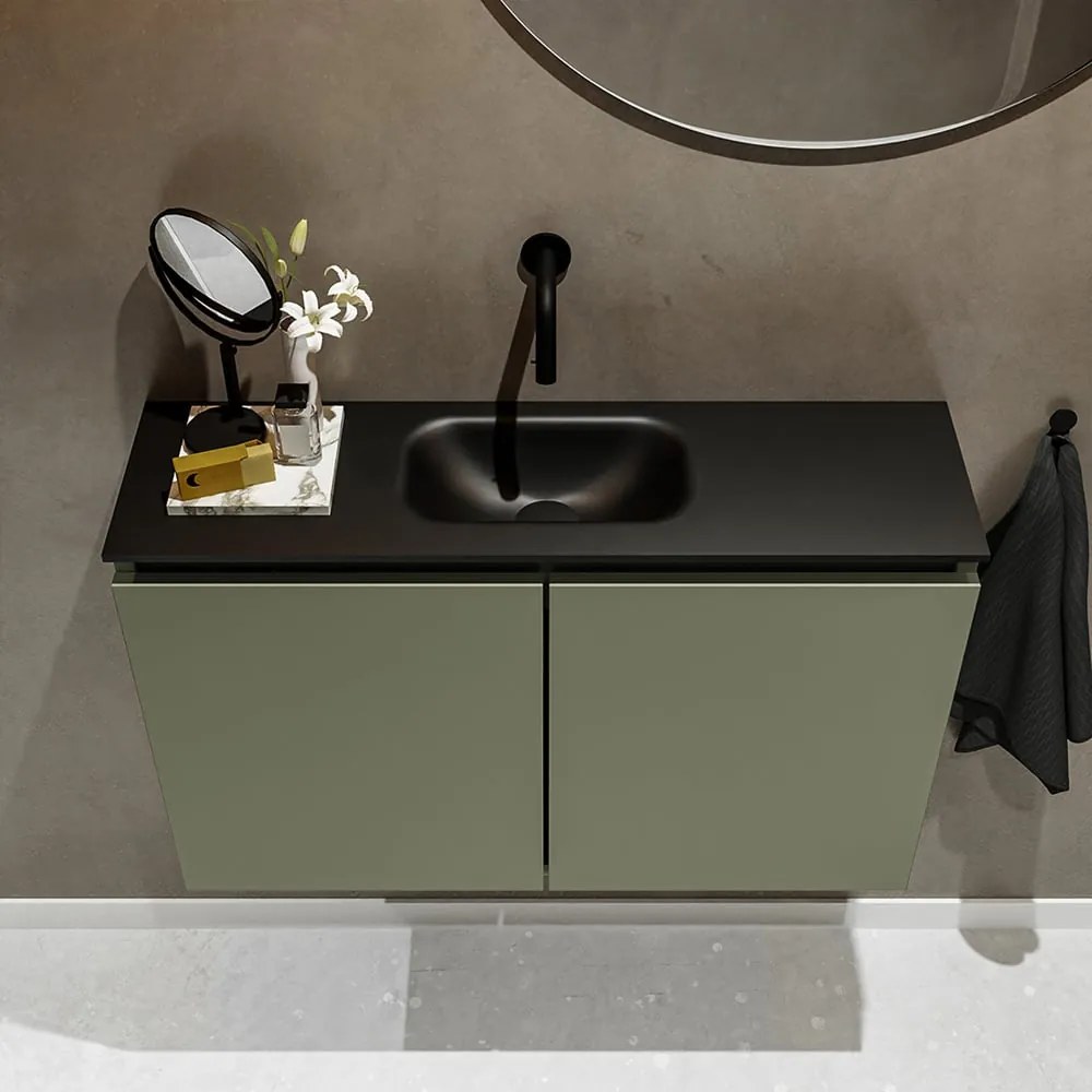 Mondiaz Ture 80cm toiletmeubel army met wastafel urban midden geen kraangat