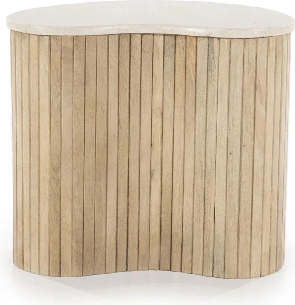 Bijzettafel Met Beige Marmer Blad - 50 X 33cm.