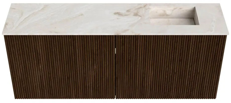 Mondiaz Joya DLux 100cm toiletmeubel walnut met wastafel faye rechts 1 kraangat frappe