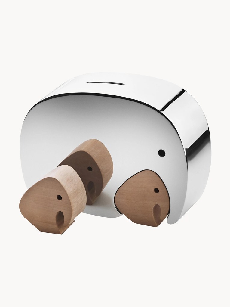 Spaarpot Elephant met eikenhouten decoratie