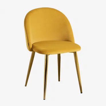 Set Van 4 Eetkamerstoelen Bekleed Met Kana Fluweel Mostaza & Goud - Sklum
