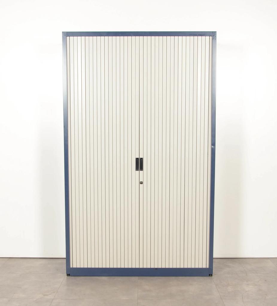 Roldeurkast, lichtblauw/wit, 195 x 120 cm, incl. 4 legborden