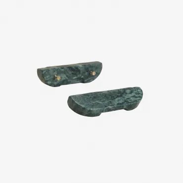 Set Van 2 Handgrepen Van Natuurlijk Steen Tinesla ↔︎ 16 Cm & Groen Marmer Udaipur - Sklum