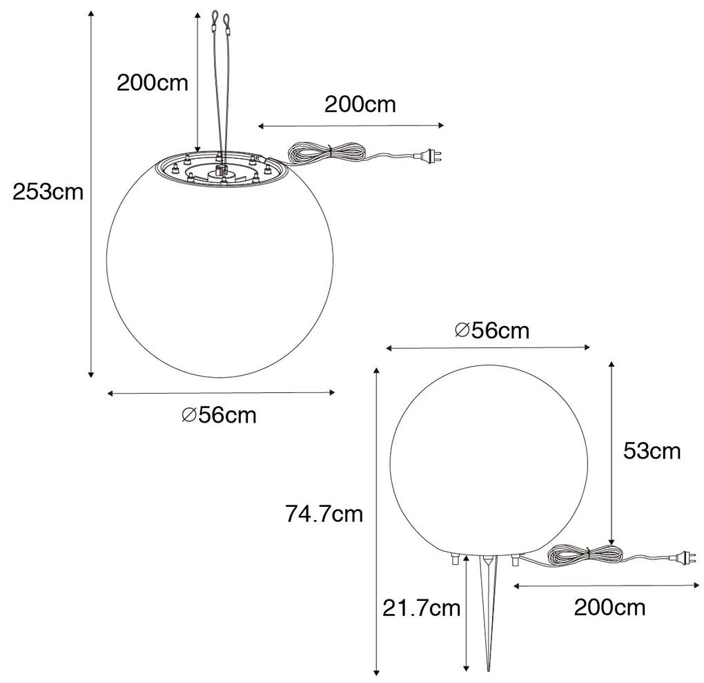 Moderne buiten hanglamp wit 56 cm IP65 - Nura Modern E27 IP65 Buitenverlichting bol / globe / rond