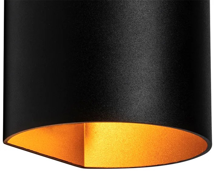 Moderne wandlamp zwart met messing - Sabbio