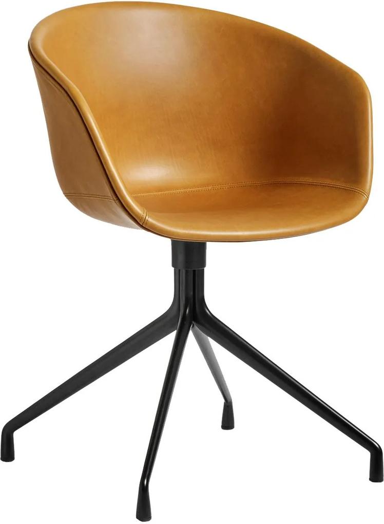 Hay About A Chair AAC21 Stoel Silk Leather Cognac Zwart Onderstel