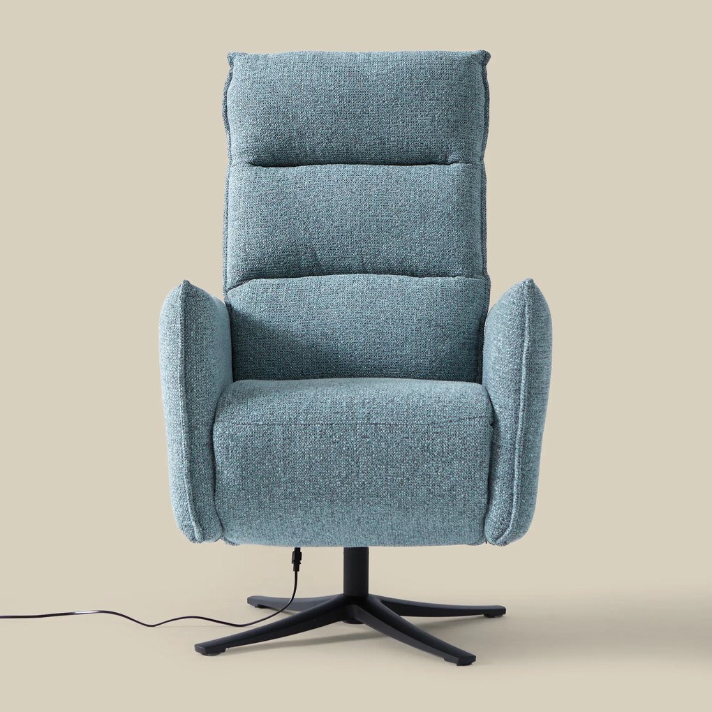 Elektrische Relaxfauteuil Stof Lichtblauw