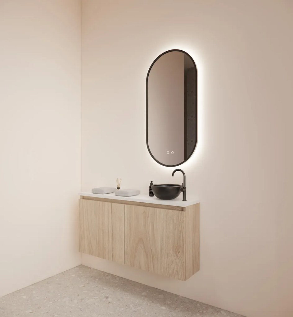 Gliss Design Echo toiletmeubel 100cm kastanje met toppaneel wit mat
