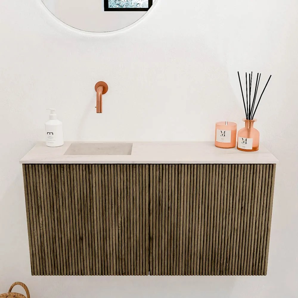 Mondiaz Joya DLux 80cm toiletmeubel dusk met wastafel faye links zonder kraangat meli
