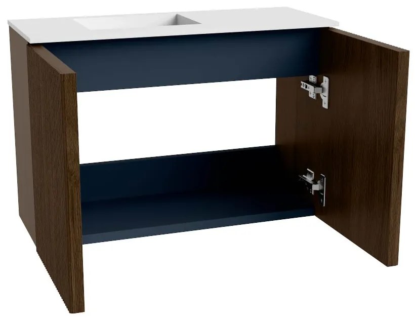 Mondiaz Joya 60cm toiletmeubel walnut met wastafel faye links zonder kraangat talc