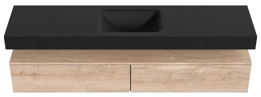 Zaro Alan badmeubel 190cm washed oak 2 lades met vrijhangende wastafel cloud midden 1 kraangat urban