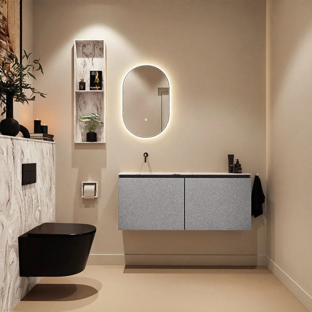 Mondiaz Ture DLux toiletmeubel 120cm plata met wastafel glace links zonder kraangat