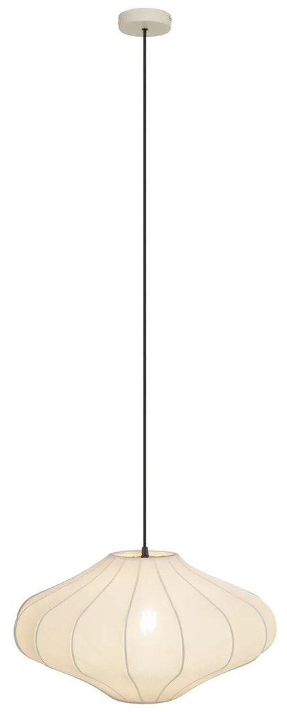 Japandi hanglamp beige met stoffen kap 50cm - Plu