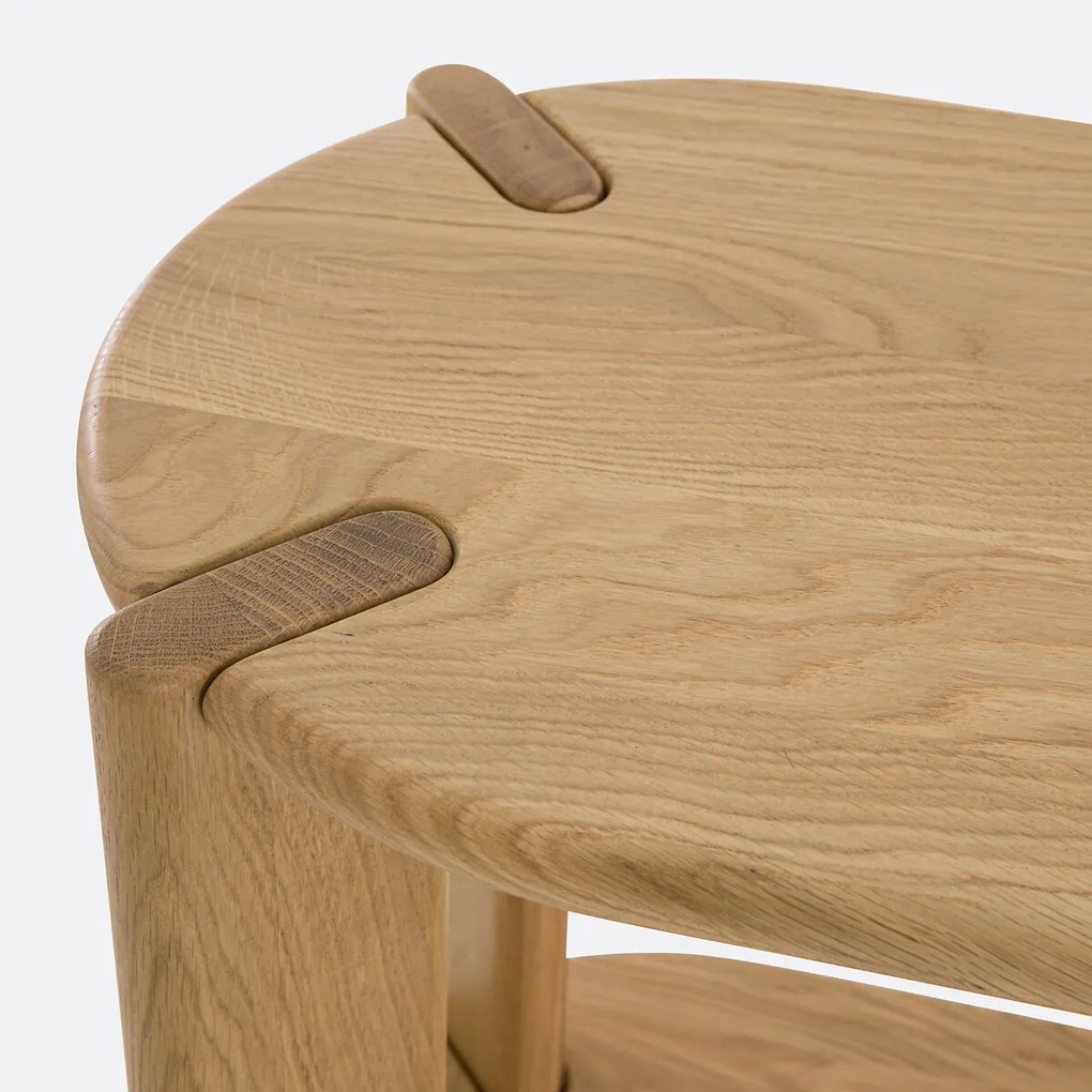 Wandtafel met 3 legplanken in massief eik, Elmo