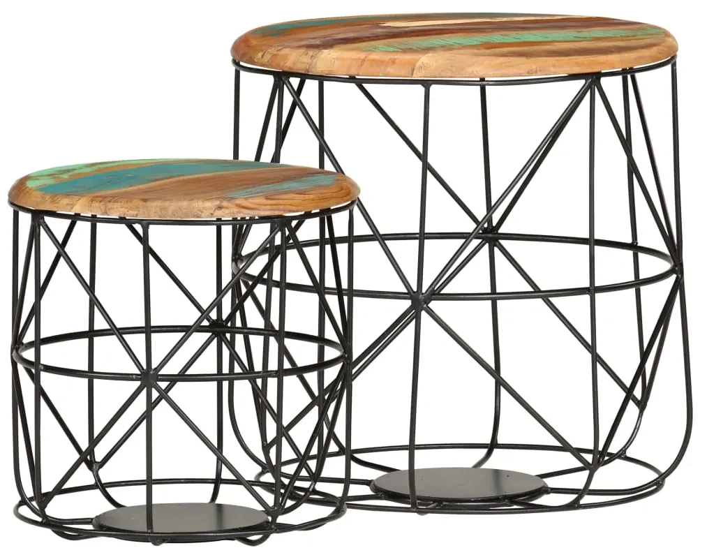 vidaXL Salontafels 2 st massief gerecycled hout