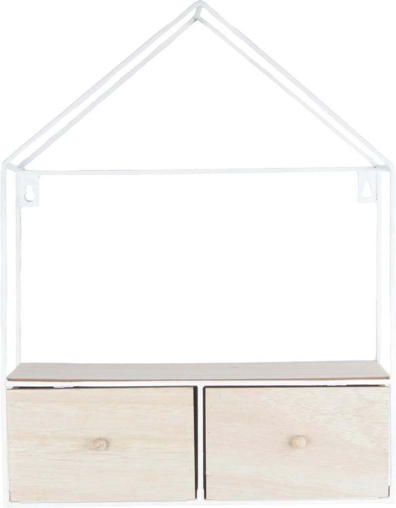 PT LIVING | Kast Huis lengte 34 cm x breedte 12.5 cm x hoogte 43 cm wit wandkasten metaal kasten meubels | NADUVI outlet