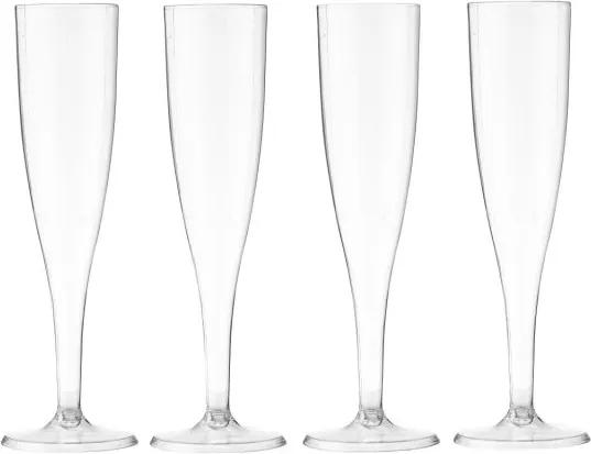 Plastic Champagne Glazen - Transparant - 4 Stuks (transparant)