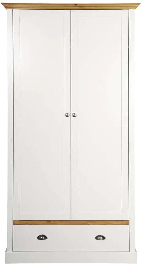 Kledingkast Sandringham 2-deurs - wit/wax - 192x104x58 cm - Leen Bakker