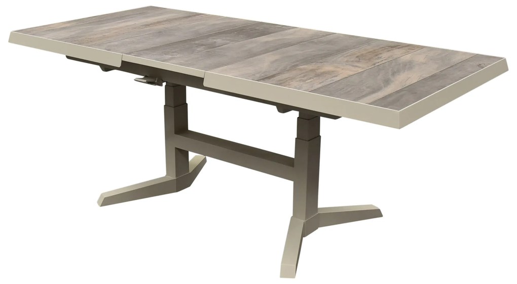 Venezia uitschuifbare lounge-diningtafel in hoogte verstelbaar 143-183x88xH51-H75 cm latte