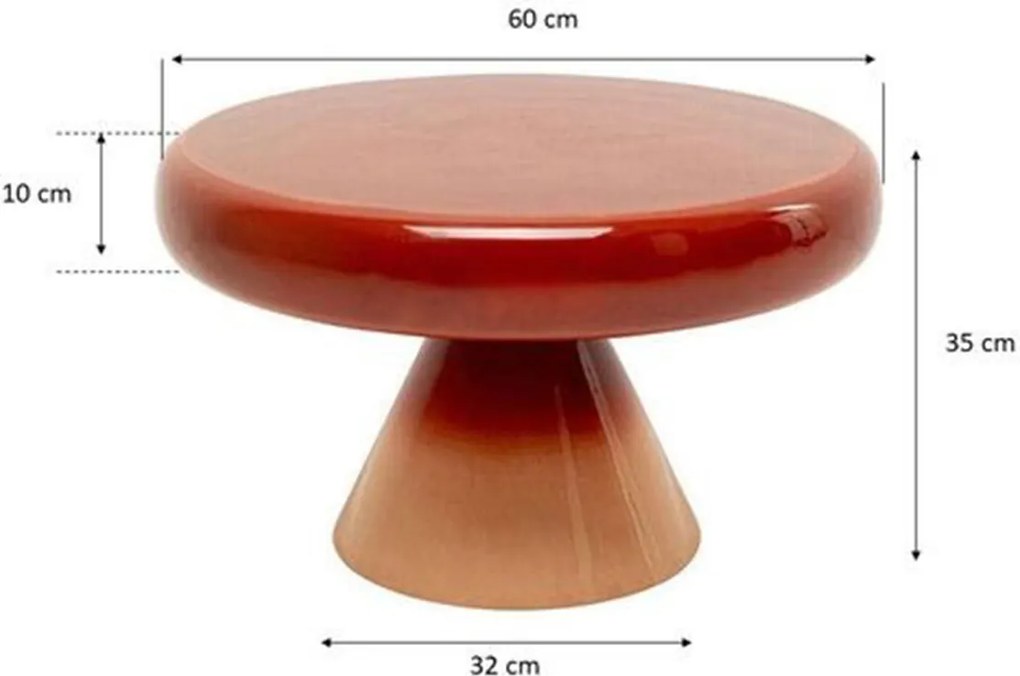 Kare Design Rici 60 Retro Bijzettafel Emaille Rood Beige - 60 X 60cm.